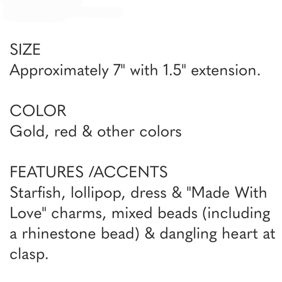 Charm Bracelet Red & Gold Tone With Starfish Lollipop Dress - Picture 5 of 10